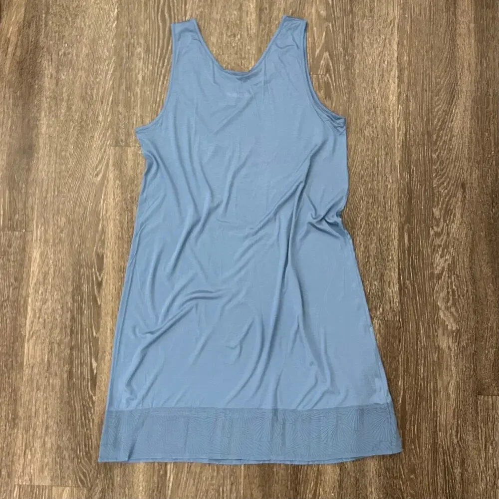 NEW Hanro Blue Modal Silk Nightgown Size M Sleeveless Soft Knit Lounge Dress EUC